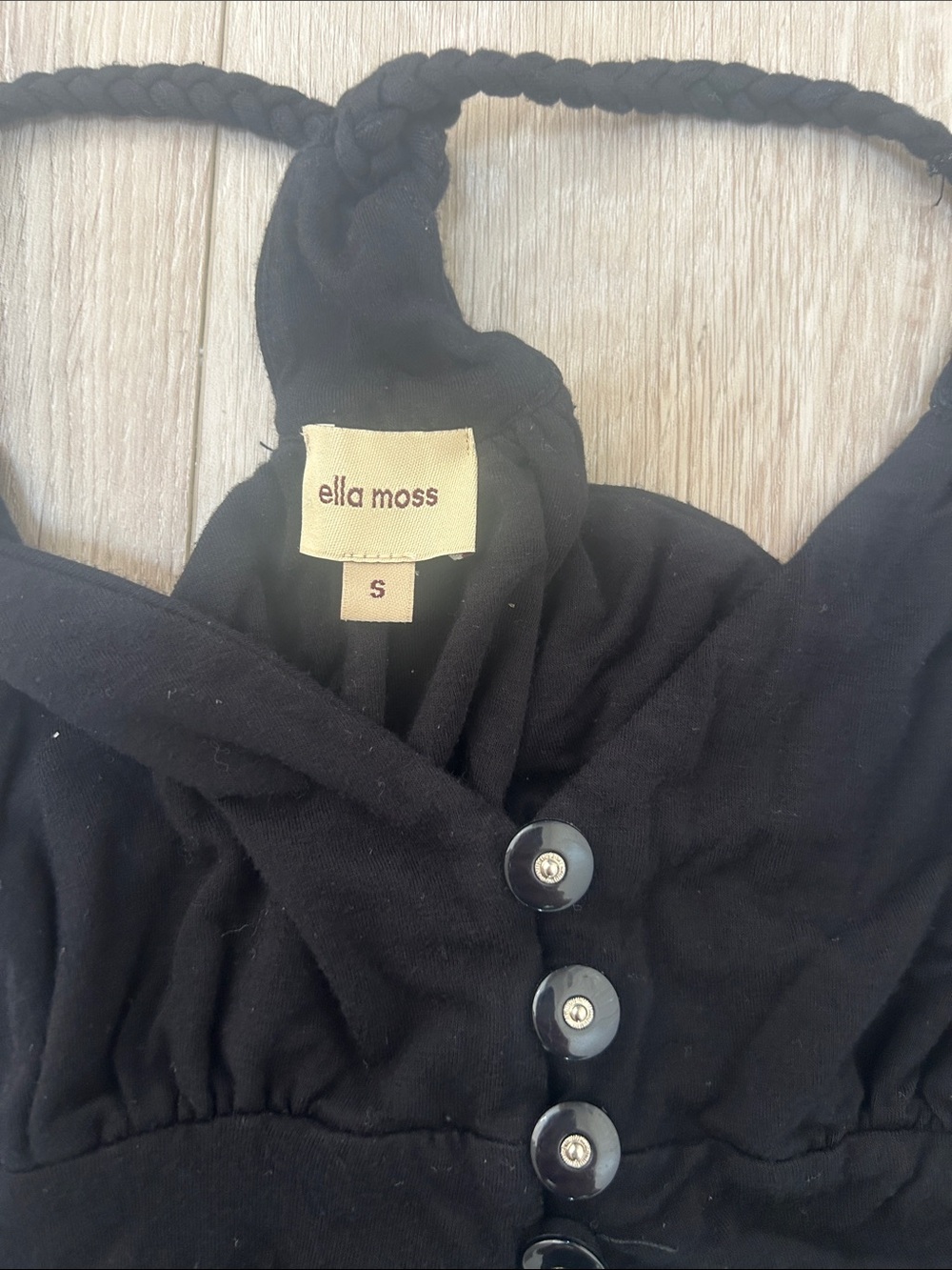 Ella Moss Vintage Black Button-Front Tank Top Dress - Picture 2 of 3